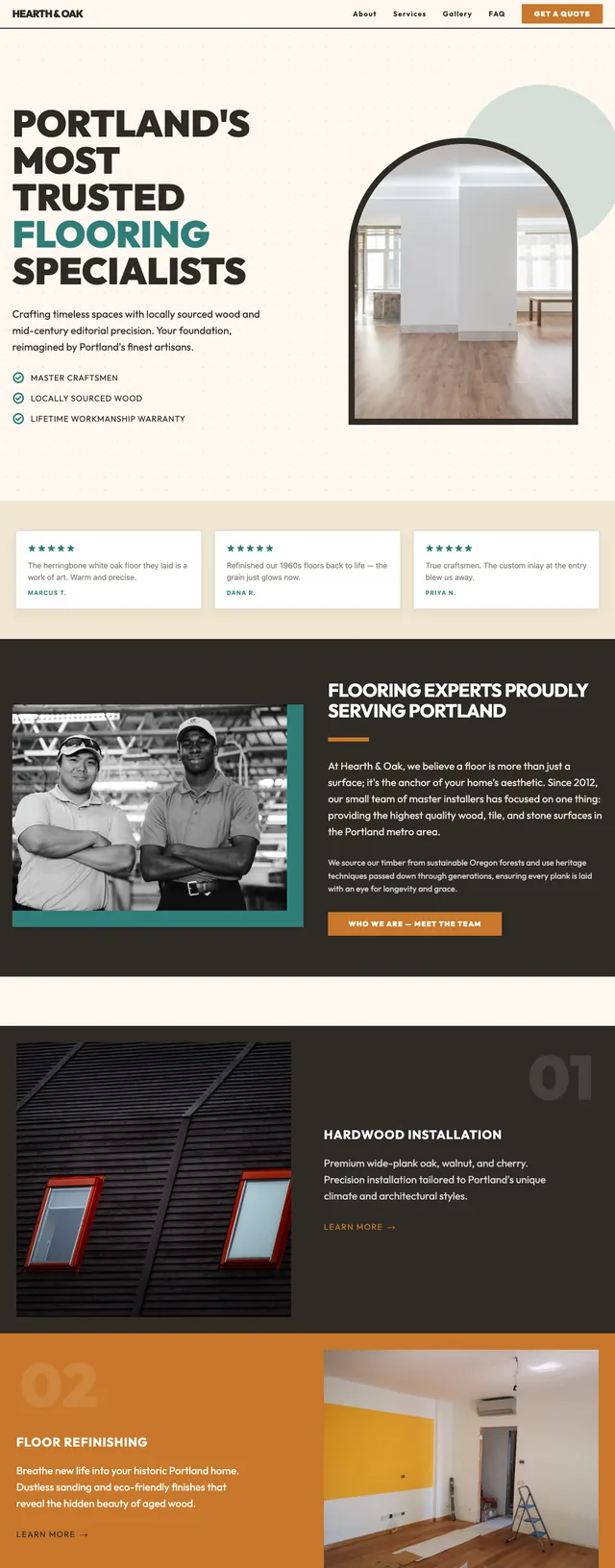 Flooring website built with Contractor Website Builder